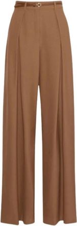 Max Mara Cocco Wijde Broek - Dames - Wijde Broeken - Bruin - M - Wol - Broeken