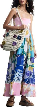 Desigual Mix Print Strapless Maxi Dress in Multi Blue at Nordstrom, Size X-Small