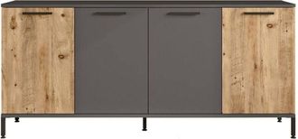 Dmora Aparador Alfrick, Bufé de salón, Aparador de salón, Despensa de cocina, 160x40 h72 cm, Roble y Antracita - Dmora