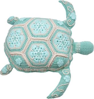 MX HOME Coj&iacute;n tortuga de ganchillo - Turquesa - Interior