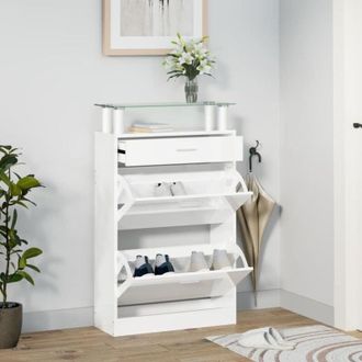 vidaXL Scarpiera Bianco Lucido 63x24x104 cm in Legno Multistrato - Vidaxl