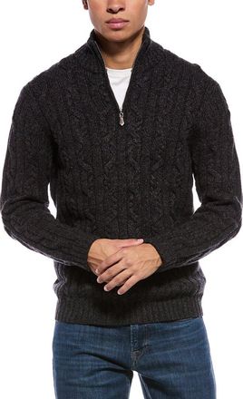 N.Peal N.Peal Textured Cable 1/2-Zip 100% Cashmere Mock Neck Sweater