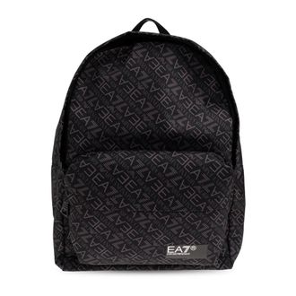 Emporio Armani Emporio Armani Ea7, Tassen, unisex, Zwart, ONE Size, Polyester, Monogram backpack