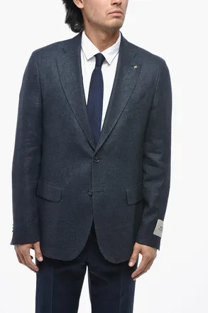 Corneliani CC COLLECTION Blazer in Misto Lino con Tasche ad Aletta Corneliani