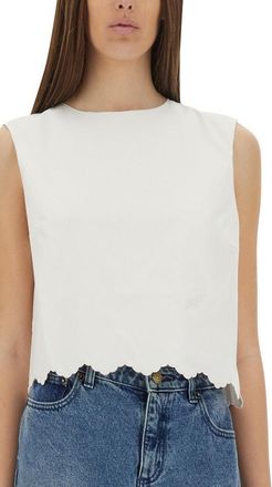 Patou Cropped Cotton Poplin Blouse - White