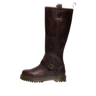 Dr. Martens Anistone Knee High Biker Boots Dark Brown 41871200