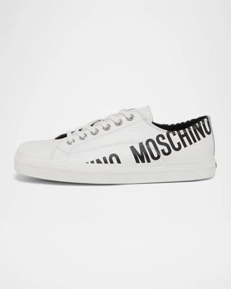Moschino Logo Faux-Leather Low-Top Sneakers