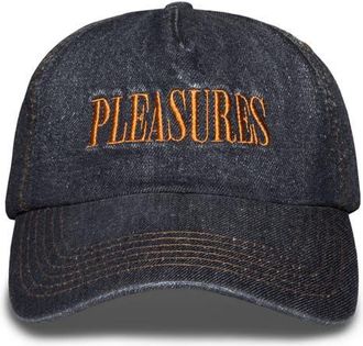 Pleasures Zigzag Adjustable Cotton Denim Baseball Cap in Black at Nordstrom