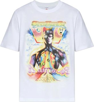 Casablanca T-shirt met grafische print en ronde hals - Heren - T-shirts - Wit - L - Katoen - Tops