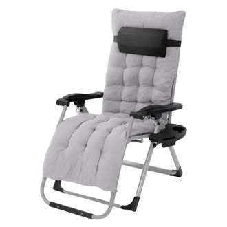 ECD Germany Tumbona plegable gris sill&oacute;n con coj&iacute;n cervical silla ajustable