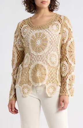 Forgotten Grace Circle Open Knit Sweater in Natural/Taupe at Nordstrom Rack, Size X-Large