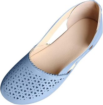 Generic Flats Shoes for Women Leather Moccasins Closed Toe Wedge Sandals Summer Orthopedic Beach Outdoor Walking Slippers Ballet Vintage Wide Fit Slides Loafe