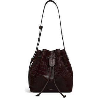Radley London Water Resistant Croc Embossed Faux Leather Bucket Bag in Dark Oak at Nordstrom Rack, Size Medium