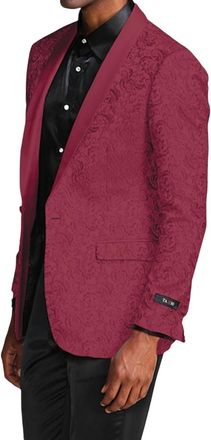Tazzio Mens Paisley Jacket Blazer Suit In Burgundy