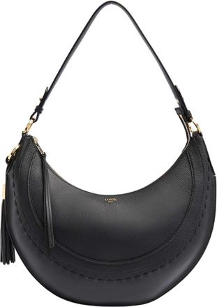 Lancel Crescent Zip Leather Tassel Hobo Bag