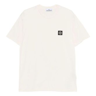 Stone Island 2100027 60/2 Slim-Fit Compass Patch T-Shirt Ivory L1S1521000-27S0013-V0093