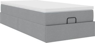 vidaXL Vidaxl - Estructura De Cama Otomana Con Colch&oacute;n Tela Gris Claro 80x200cm