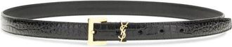 Saint Laurent Womens Black Calf Leather Bos Taurus Regular Belt