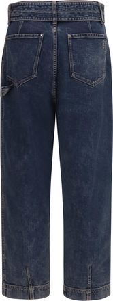 Giorgio Armani Womens Wide-Leg Jeans With Belt Grey Navy Cotton; Elastane Trousers