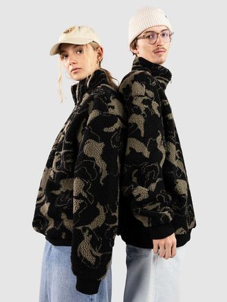 Urban Classics Oversized Pattern Teddy Troyer Half-Zip Fleece Pullover schwarz