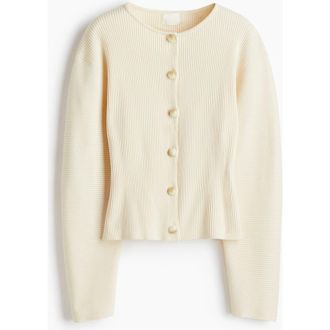 H&M Rib-knit Cardigan in Cream at Nordstrom, Size Xx-Small