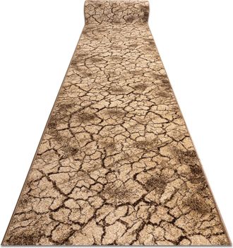 RugsX Rugsx - Alfombra De Pasillo Karmel Terra Suelo Agrietado - Tuerca 120cm Beige 120x1000 Cm