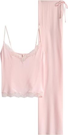 SKIMS Lace Trim Pajamas in Barely Pink at Nordstrom, Size X-Large