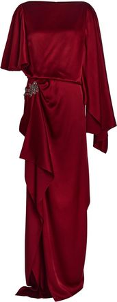 Erdem Draped Crystal-embellished Satin Gown - Red - 10 (UK10 / S)