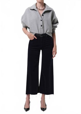 Citizens Of Humanity Lyra Wide Leg Crop Corduroy Jeans In Navy