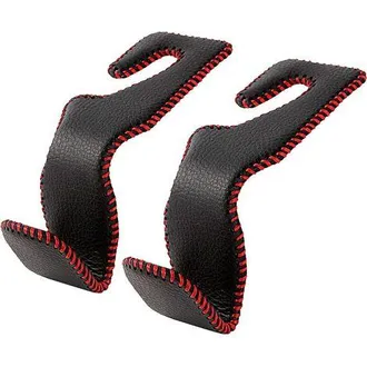 OEM Set Di 2 Ganci In Pelle Per Poggiatesta Auto, Per Sedile Posteriore, Borsa, Borsa Della Spesa E Altro, Nero E Rosso