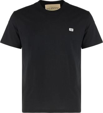 Valentino Garavani Cotton T-Shirt With Vlogo Patch - Heren - T-shirts - Zwart - L - Katoen - Tops