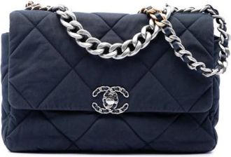 Chanel Pre-owned 19 Flap Bag - Dames - Vintage Schoudertas - Blauw - ONE Size - Leer - Vintage