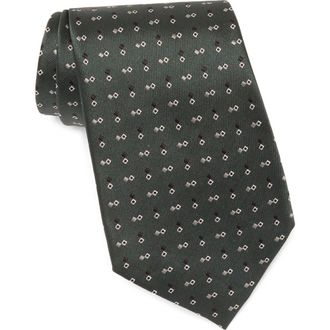 Ermenegildo Zegna Diamond Silk Tie in Dark Green Fan at Nordstrom