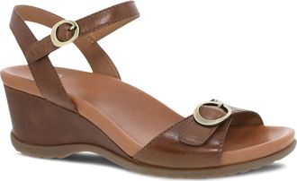 Dansko Womens Arielle Adjustable Wedge Sandal In Tan
