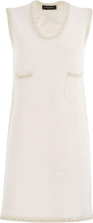 Fabiana Filippi Womens Knitted Mini Dress With Sequin Edging - Ivory Cotton - Size EU 40 (Womens)