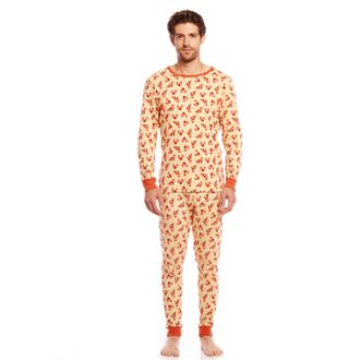 Leveret Mens Two Piece Cotton Pajamas Fox