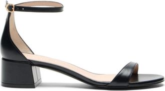Stuart Weitzman Nudist Block 35 - Dames - Sandalen met hakken - Zwart - 37 EU - Leer - Schoenen