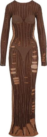 Diesel M-Calimera Lange Jurk - Dames - Maxi kleedjes - Bruin - XS - Katoen - Kleedjes