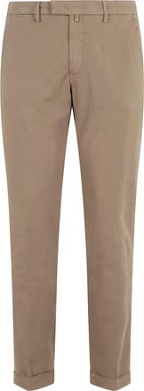 BRIGLIA 1949 Biscuit Flat-Stomach Cuffed Hem Cotton Straight-Leg Pants