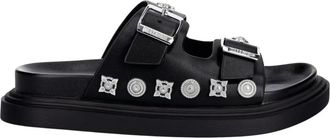 Just Cavalli Platform Slippers - Dames - Sandalen - Zwart - 39 EU - Leer - Schoenen