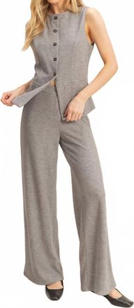HYFVE Ribbed Buttoned Vest And Wide-Leg Pants Set In Gray