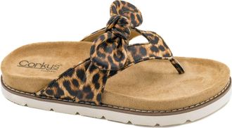 Corkys Footwear Womens Never Settle Thong Sandal In Leopard