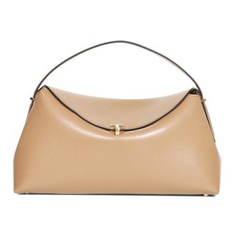 Toteme T-Lock Leren Handtas met Handvat - Dames - Handtassen - Bruin - ONE Size - Leer - Tassen