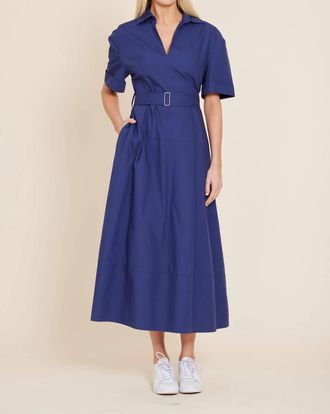 Dolce Cabo Poplin Belted Collar Midi Dress In Navy