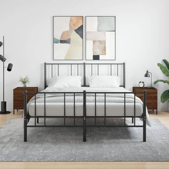 vidaXL Mesita Noche 2 Uds Madera Ingenier&iacute;a Marr&oacute;n Roble 40x35x47,5 Cm Vidaxl