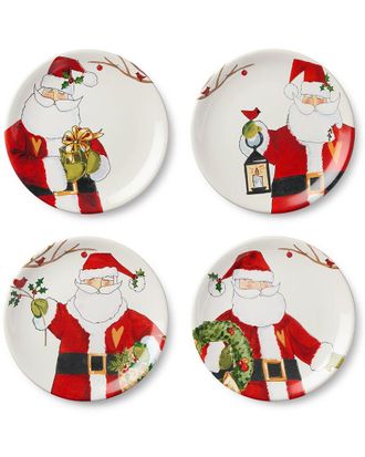 Certified International Santa Delight Set Of 4 Dessert Plates