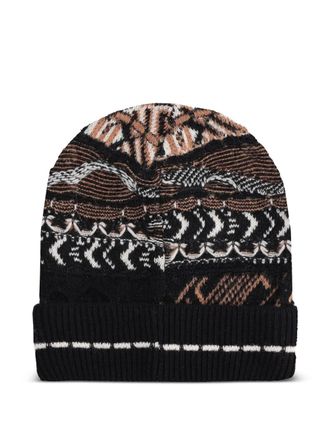 Laneus patterned knitted beanie hat - unisex - Nylon/Alpaca/Acrylic/Wool/Viscose/Elastane - One Size - Black