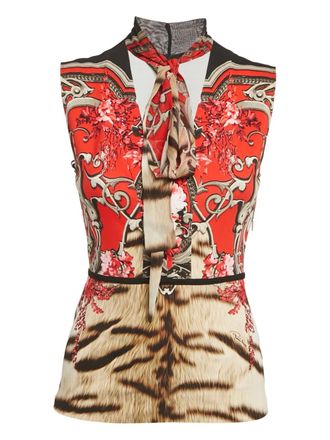 Roberto Cavalli Blouse met bloemenprint - Rood