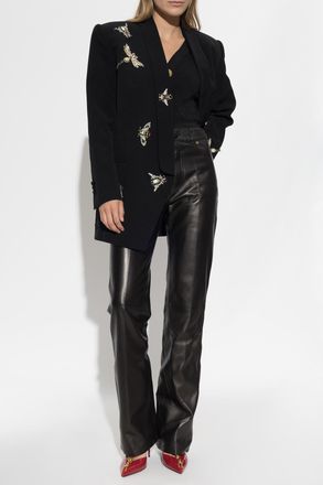 Balmain Blazer With Shimmering Crystals, Womens, Black