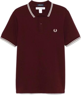Comme Des Gar&ccedil;ons Bordeaux Polo Shirt met Logo Borduursel - Heren - Polos - Rood - M - Katoen - Tops